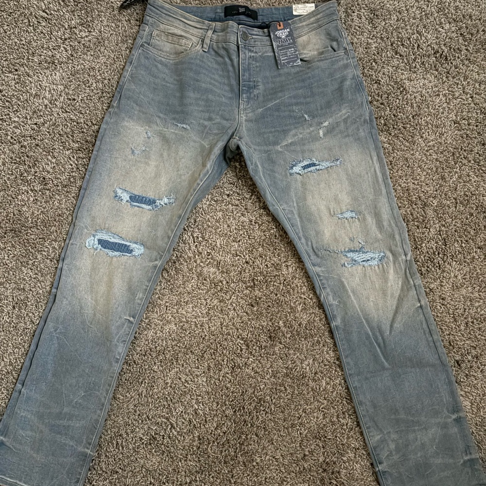 Men's Distressed Blue Jeans